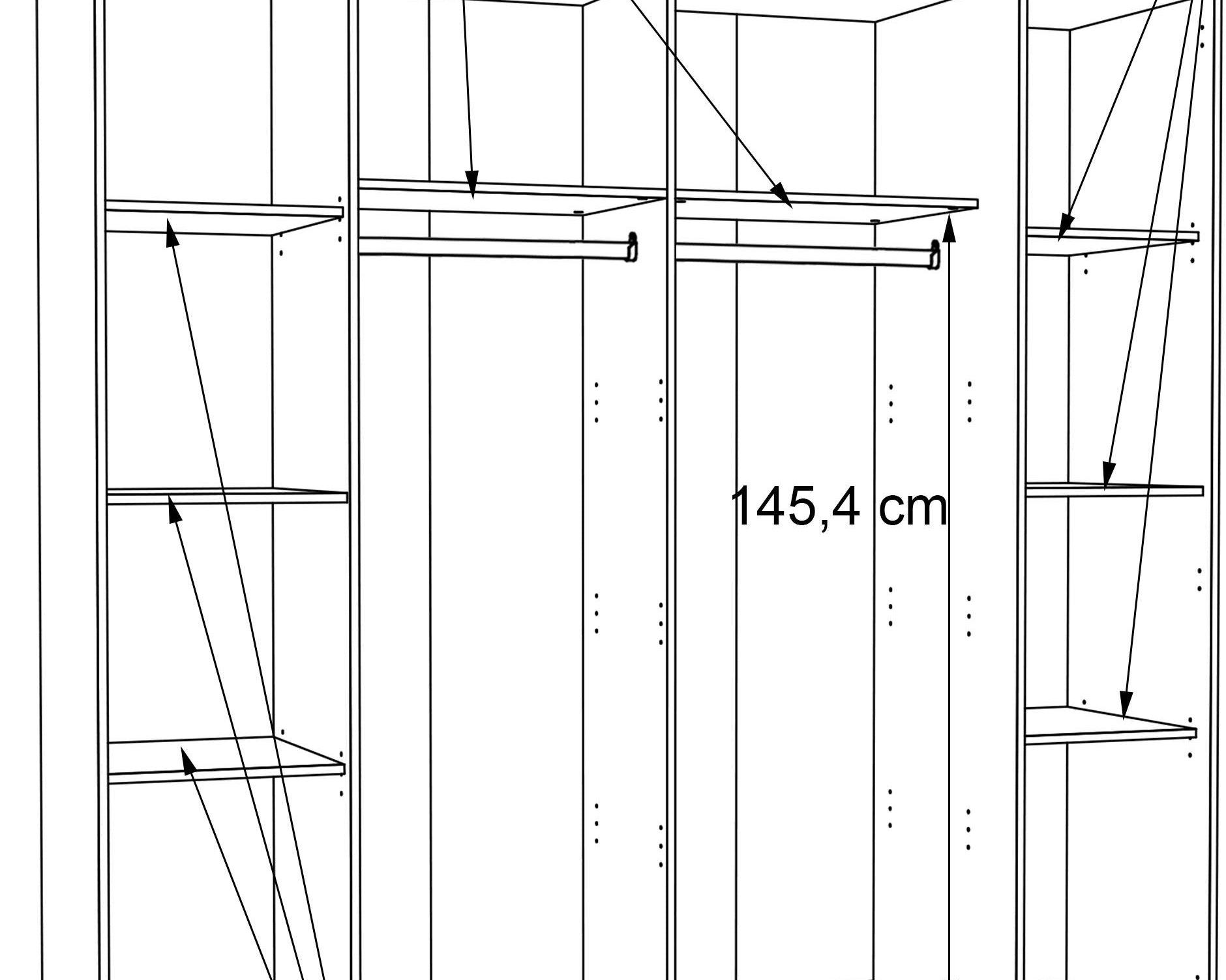 Dulap PAL Kalixus, 4 usi, dormitor, 200 cm latime Arboteca