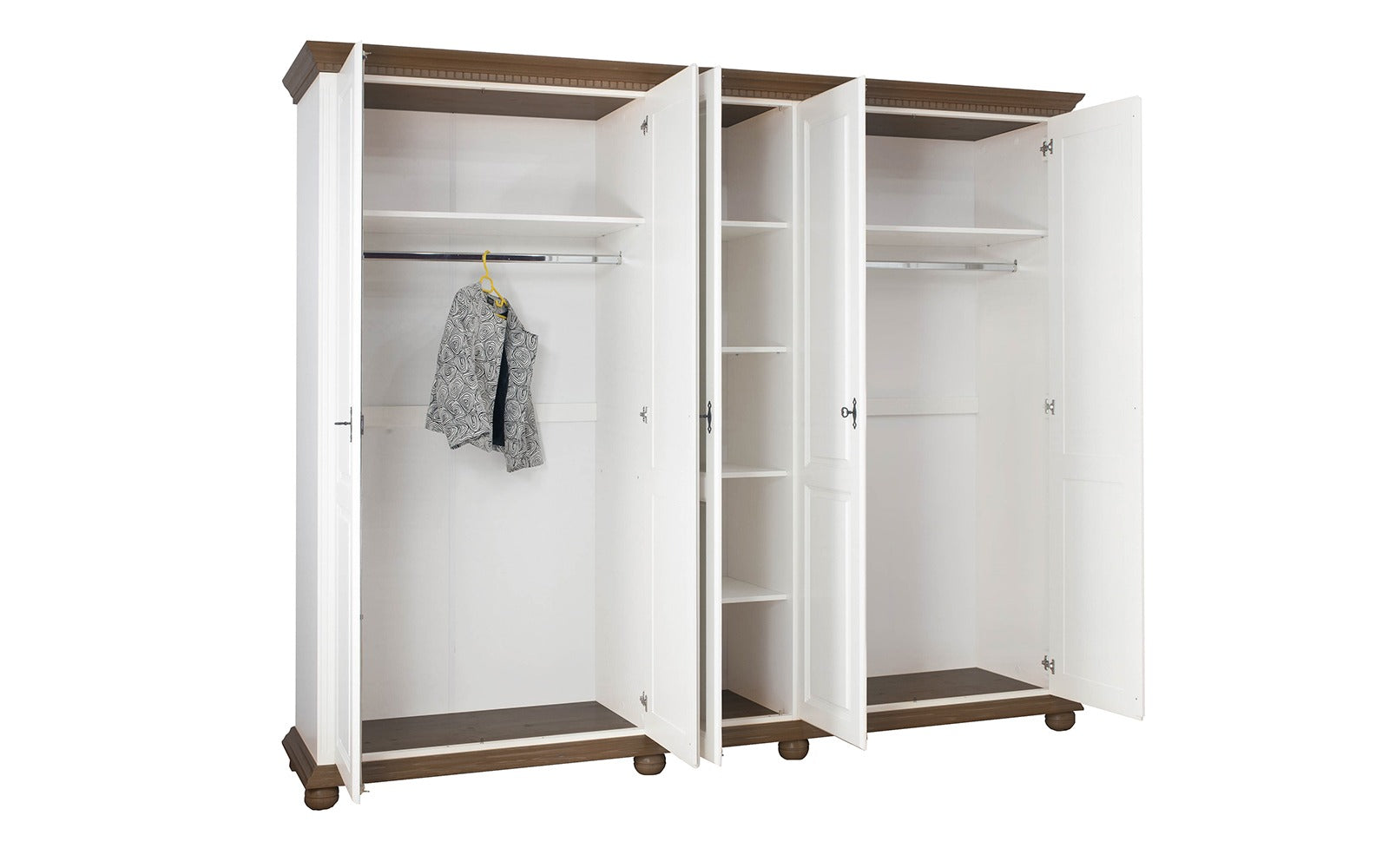 Dulap cu 5 usi Bavaria, Alb-Nuc Arboteca