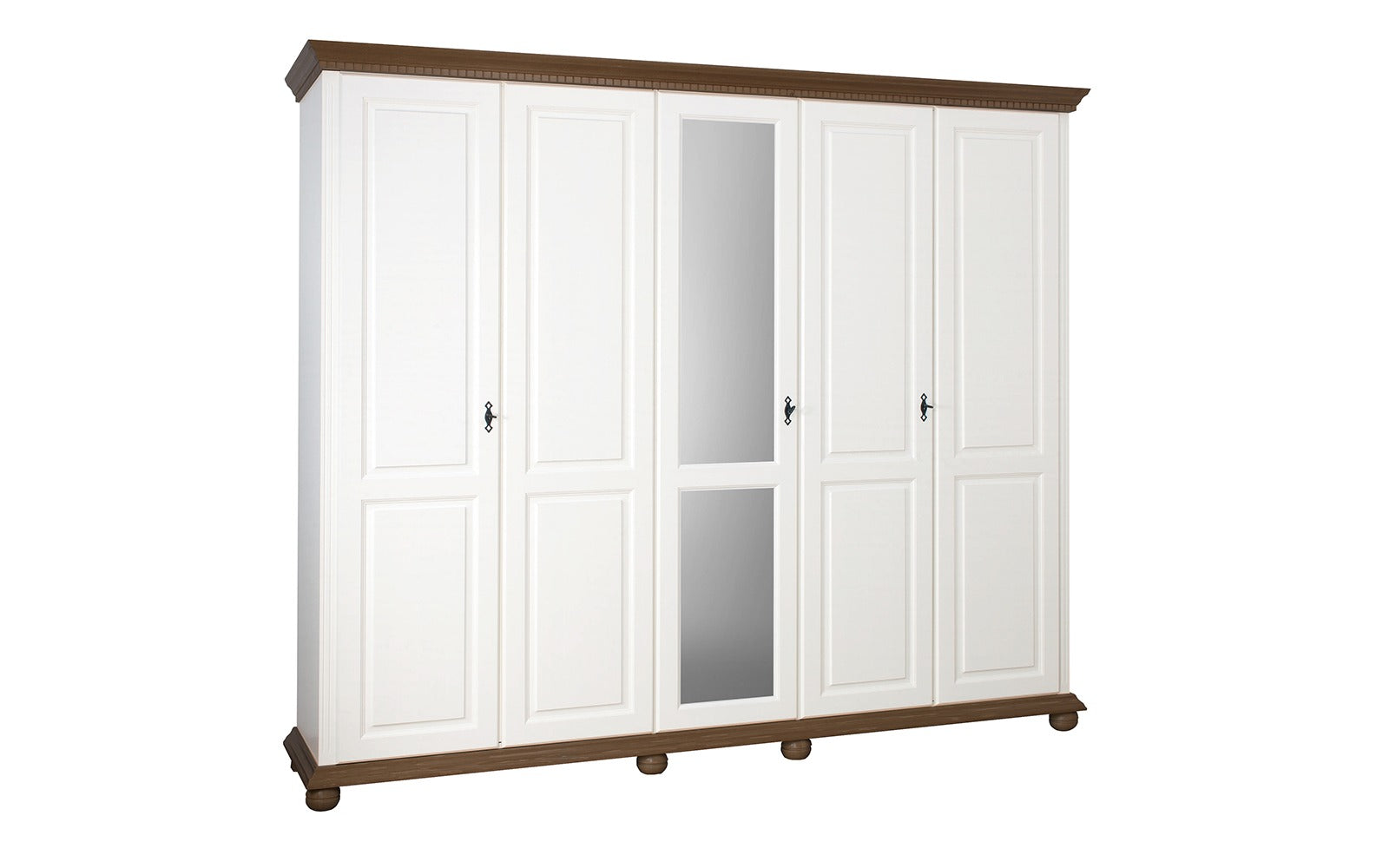 Dulap cu 5 usi Bavaria, Alb-Nuc Arboteca