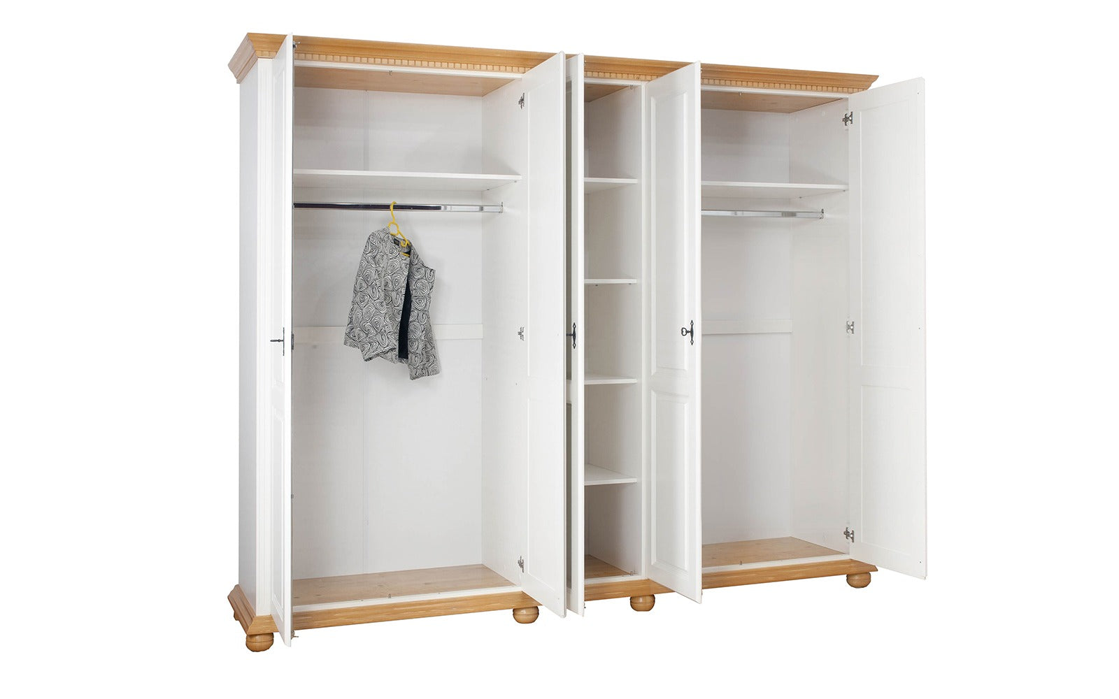 Dulap cu 5 usi Bavaria, Alb-Natur Arboteca