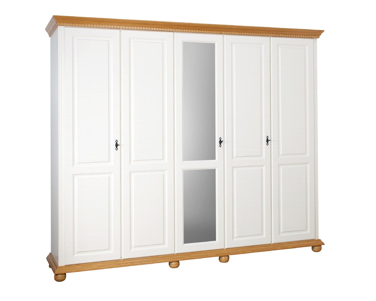 Dulap cu 5 usi Bavaria, Alb-Natur Arboteca