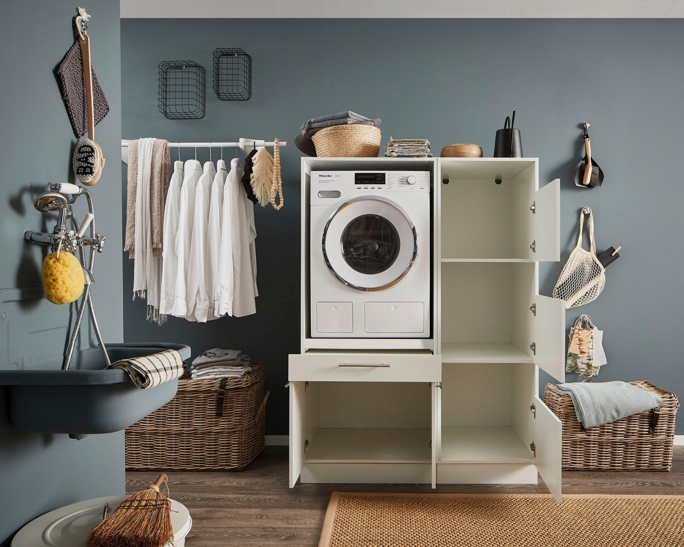 Dulap Masină Spălat Laundreezy, alb, 117.5 cm lățime Arboteca