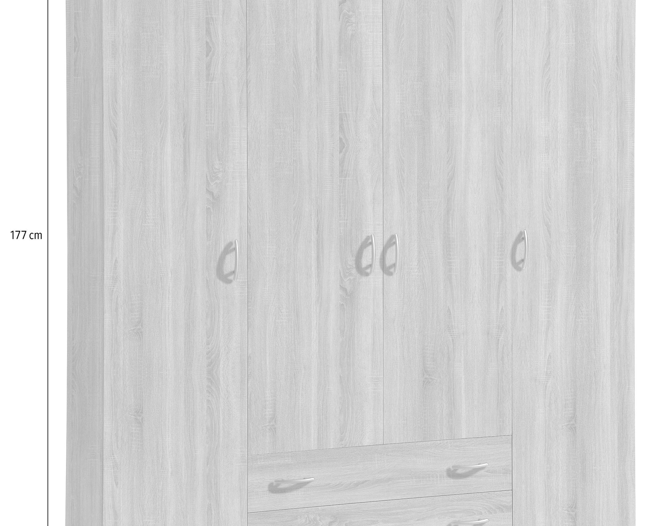 Dulap PAL melaminat Bega, 4 usi, 2 sertare, dormitor, Alb, 160 cm latime Arboteca