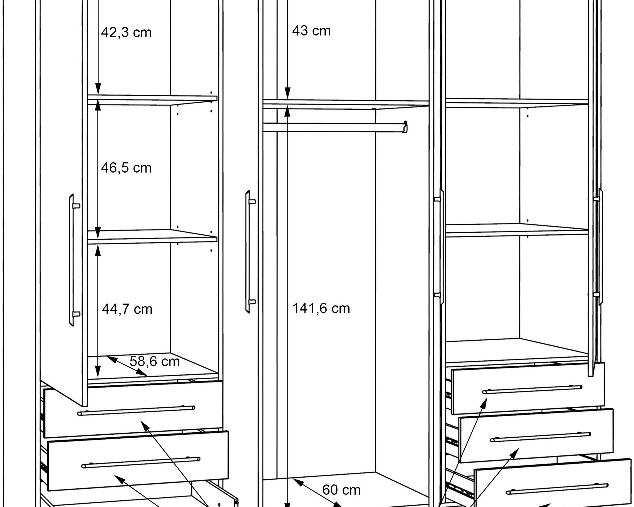 Dulap cu patru usi Jupiter , Alb-Gri , 207 cm latime Arboteca