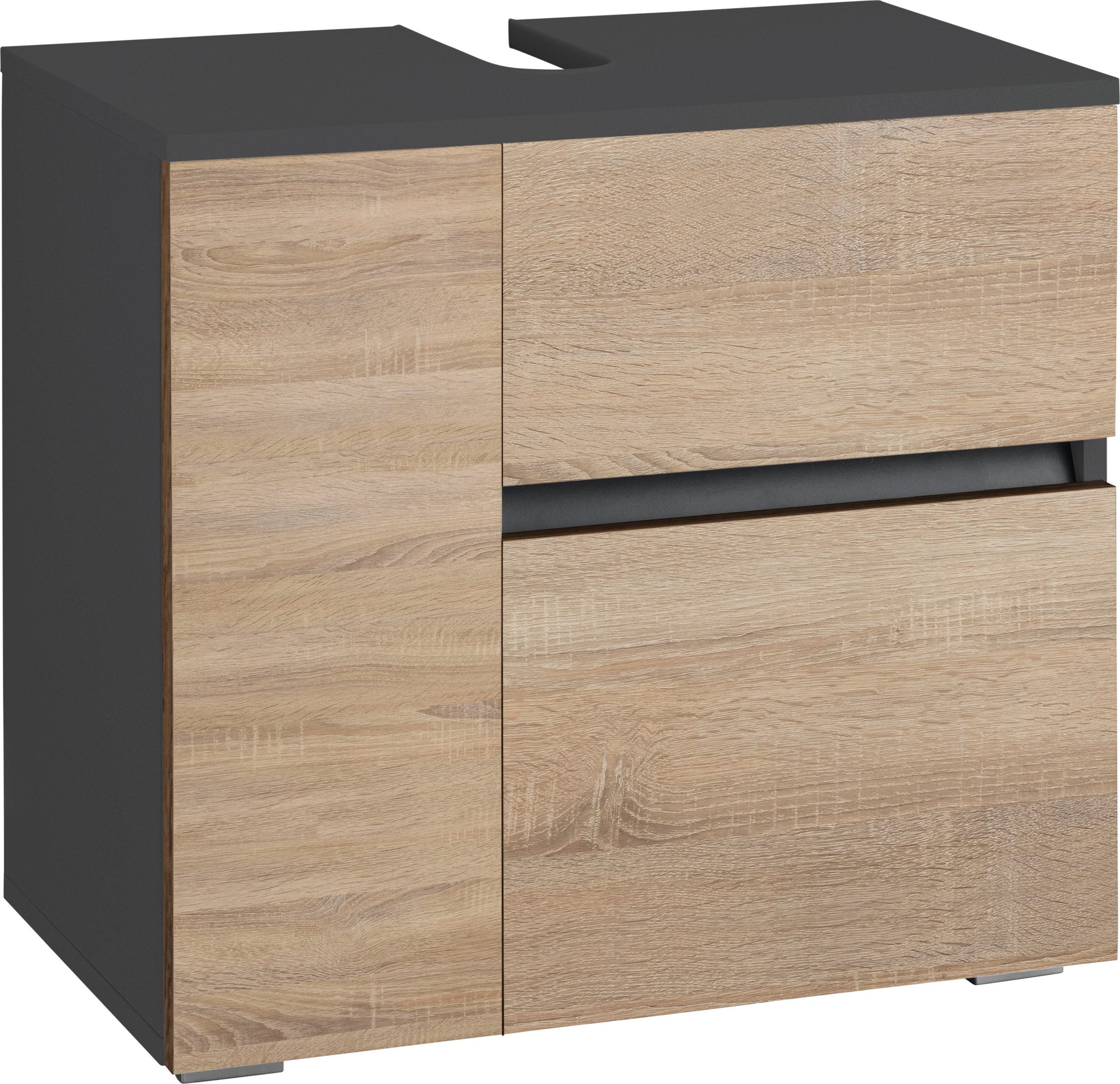 Comoda pentru baie Wisla, 60 cm, Gri-Stejar Arboteca