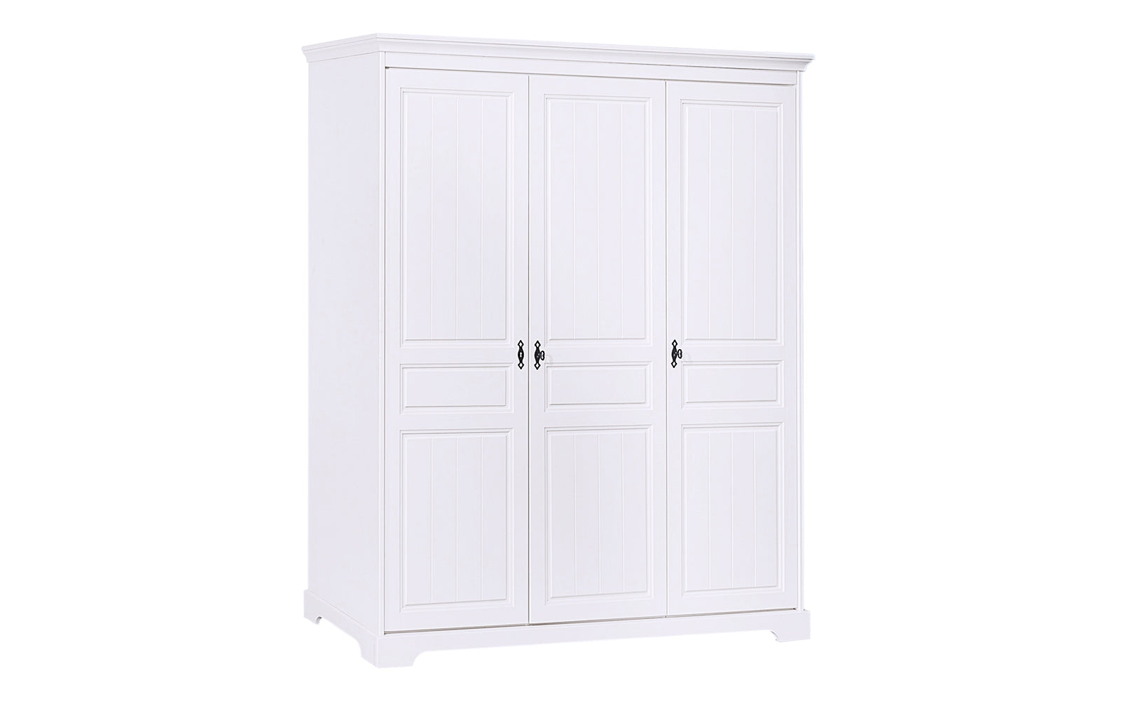 Set dormitor lemn masiv Ariana, 4 piese - pat, dulap 3 uși, comodă, 2 noptiere, alb Arboteca