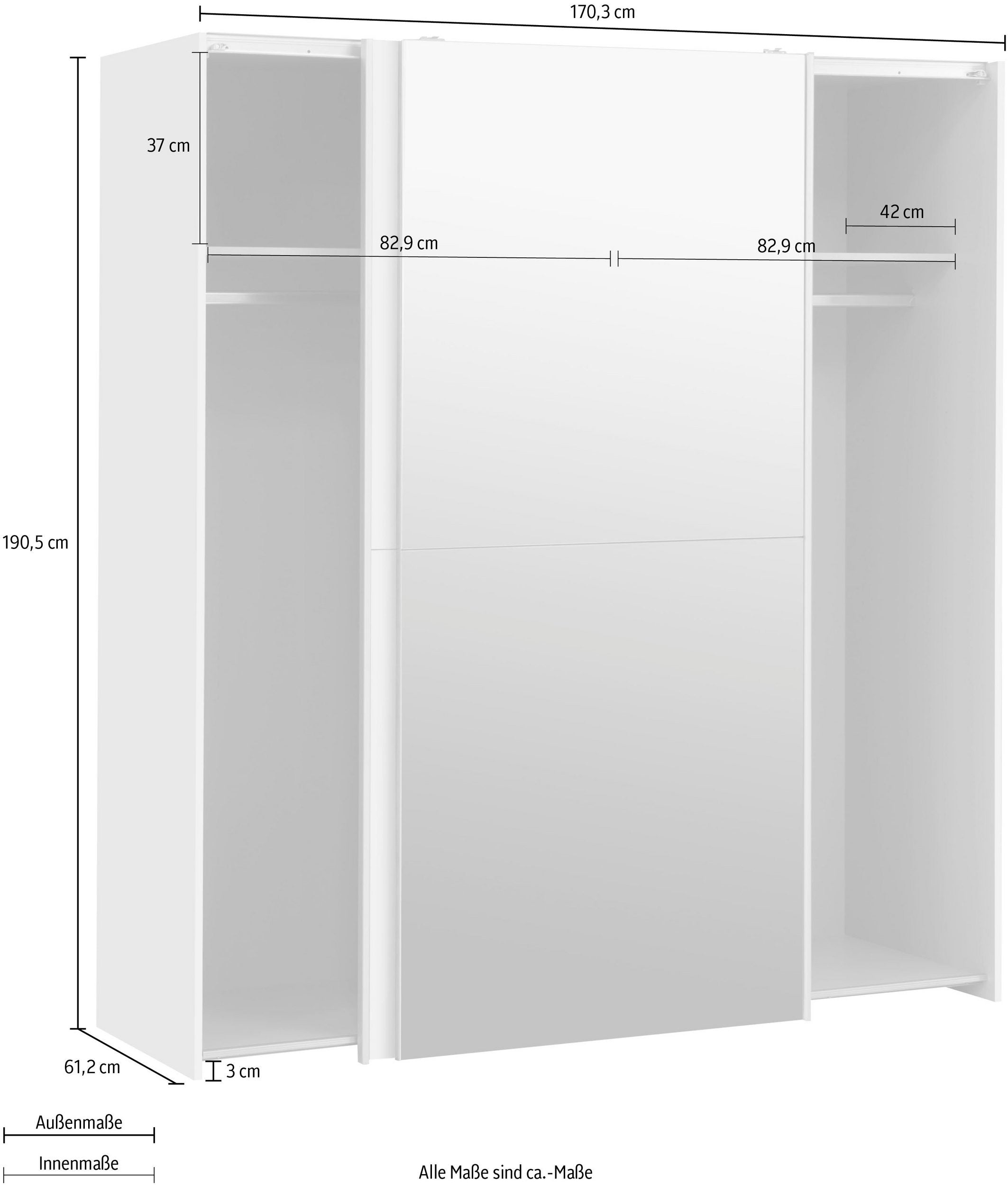 Dulap cu usi glisante Kiss , 170 cm latime Arboteca