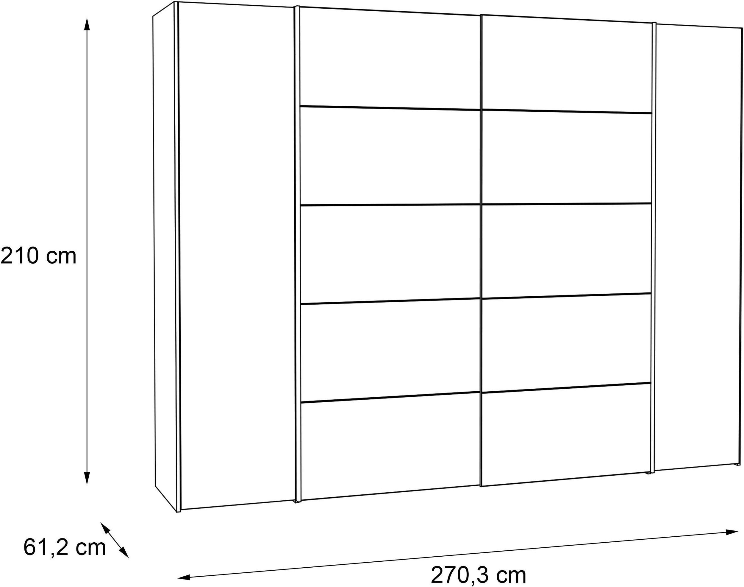 Dulap Narago cu oglinzi , Alb , 270 cm latime Arboteca