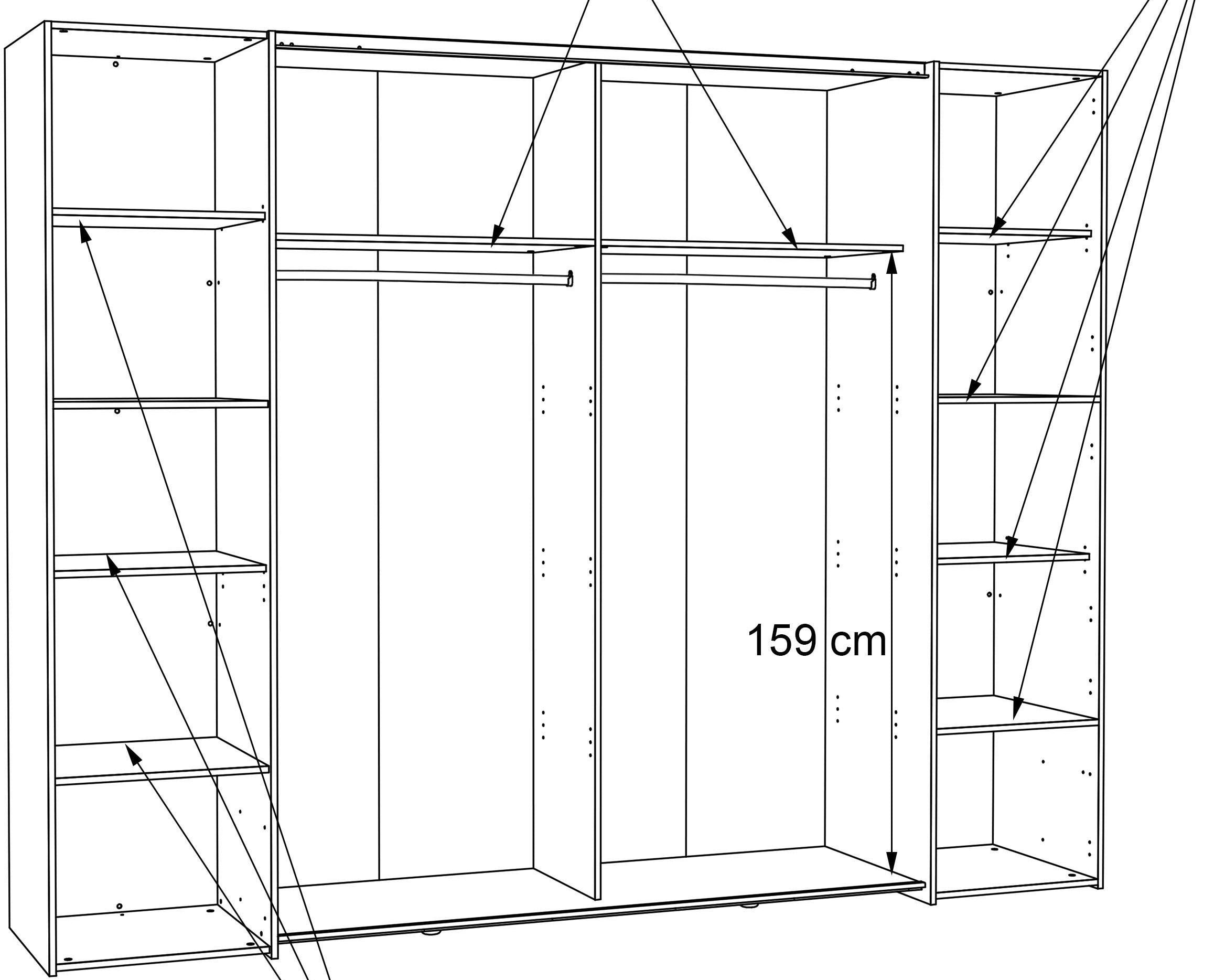 Dulap Narago, Uși Batante și Glisante – Stejar & Salvie – 270,3x210x61 cm Arboteca
