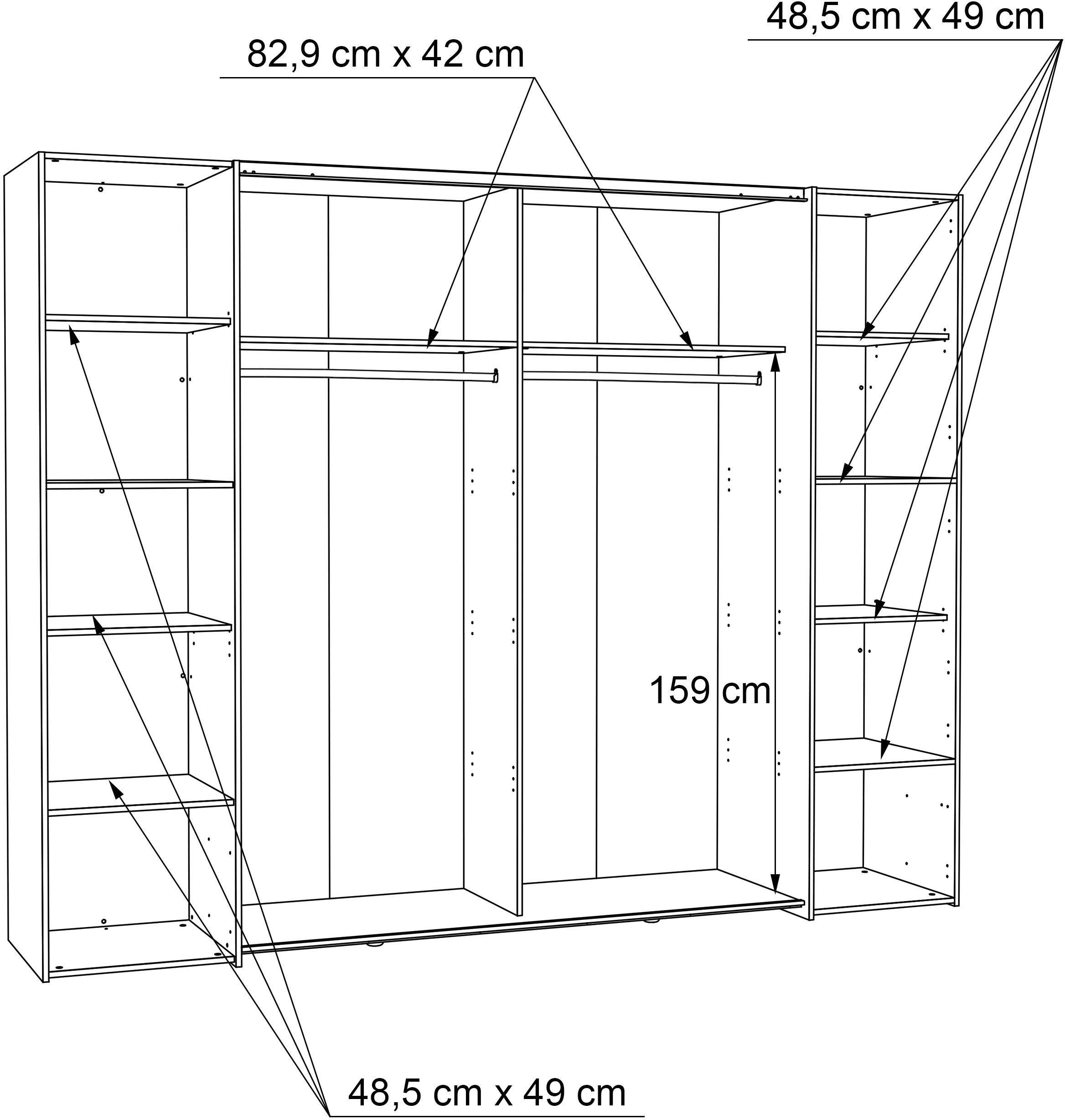 Dulap Narago cu oglinzi , Alb , 270 cm latime Arboteca