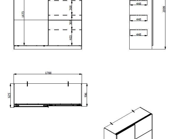 Dulap cu usi glisante Sierra ,Alb , Oglinzi , 179 cm latime Arboteca