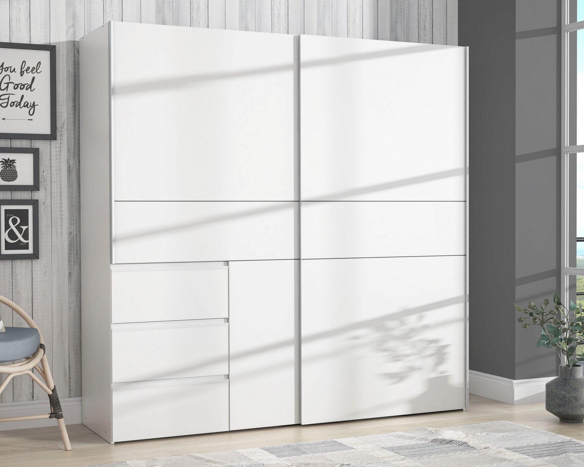 Dulap cu uși glisante Winn, PAL, 200×61×201 cm Arboteca