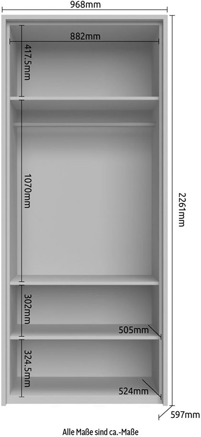 Dulap Piano cu 2 uși, ramă și iluminare LED, alb lucios, 97×226×60 cm Arboteca