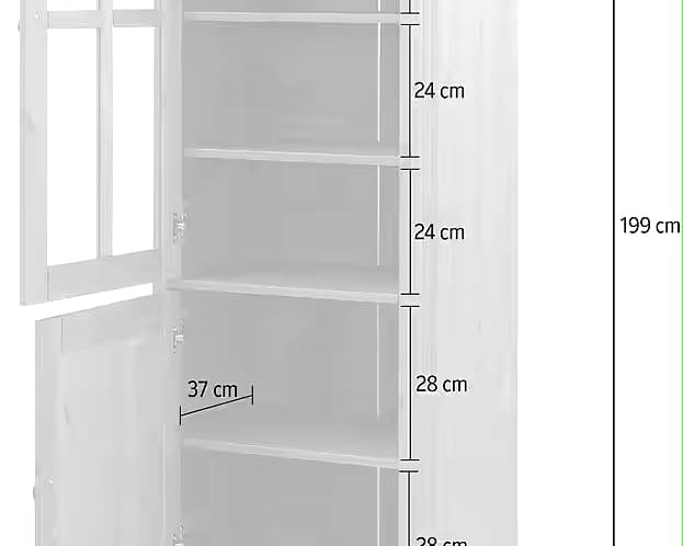 Vitrina Milano, lemn masiv, Natur, 199 cm inaltime Arboteca