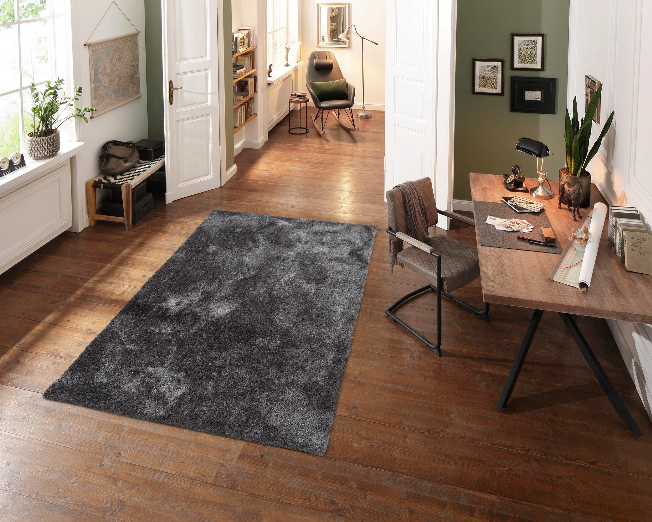 Covor Shaggy Dana, fir înalt și moale, gri, 300 x 400 cm Arboteca