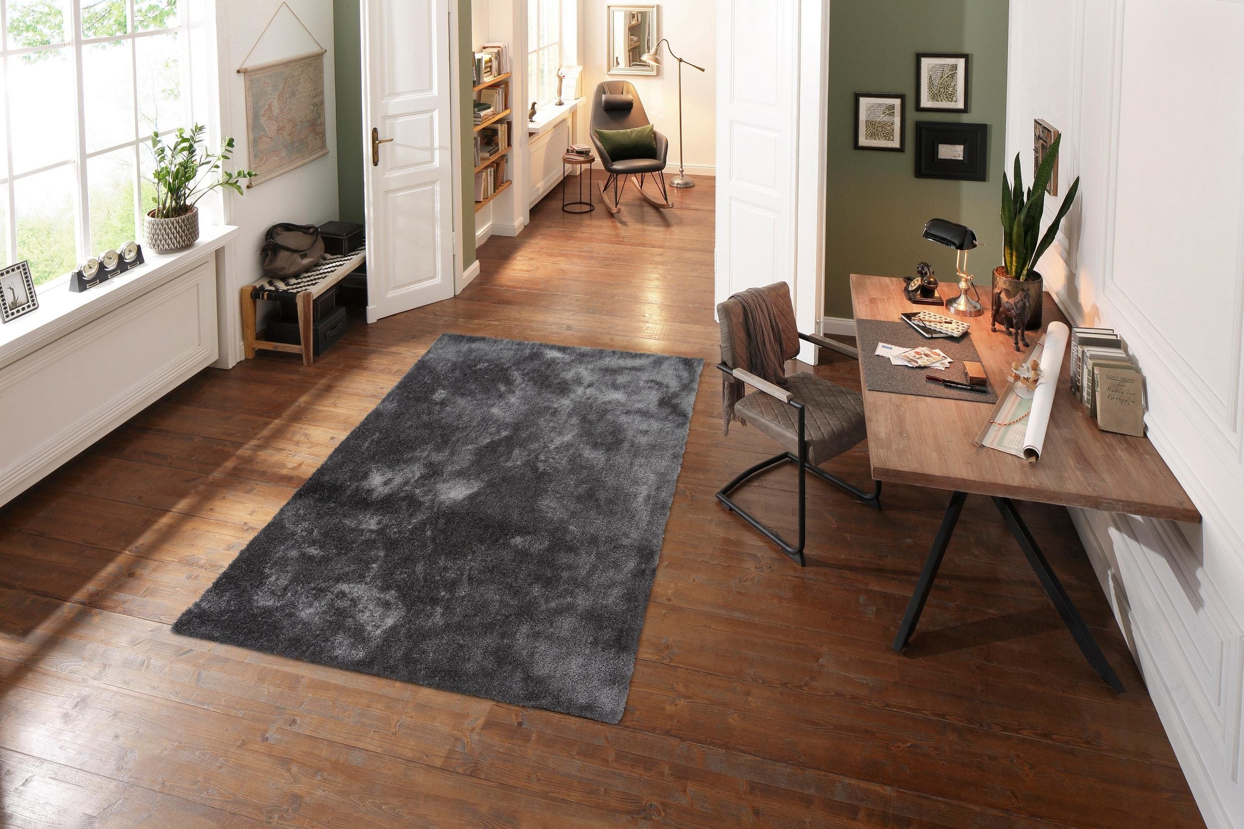 Covor Shaggy Dana, fir înalt și moale, gri, 300 x 400 cm Arboteca