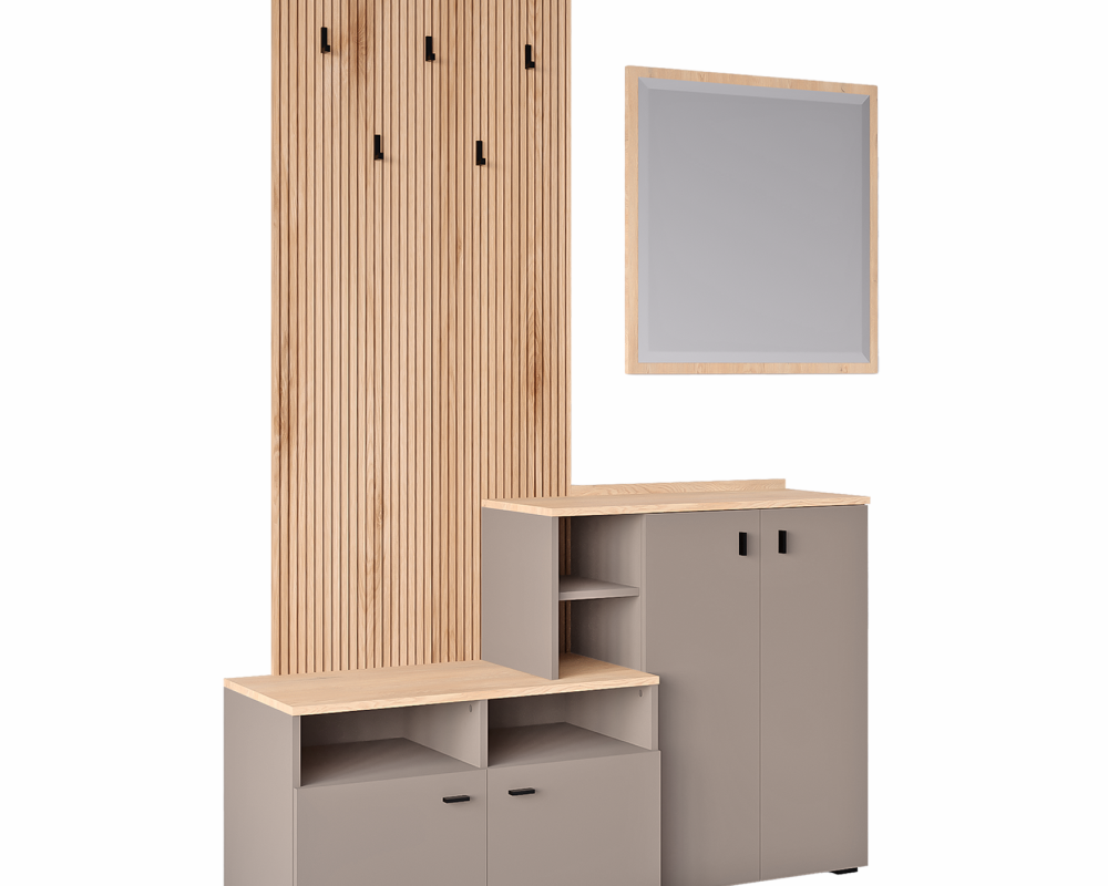 Set de hol, toffee/natural canella strata/cremona torro stejar, 138.5x41.2x204.7 cm Kondela