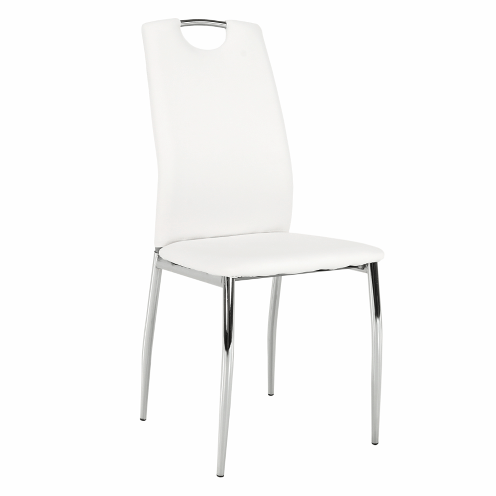 Scaun dining SANREMO, piele ecologică albă/crom, piele ecologică/crom, 42x43x99 cm Kondela