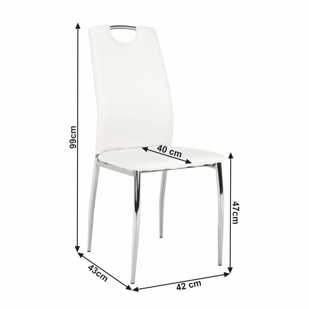 Scaun dining SANREMO, piele ecologică albă/crom, piele ecologică/crom, 42x43x99 cm Kondela
