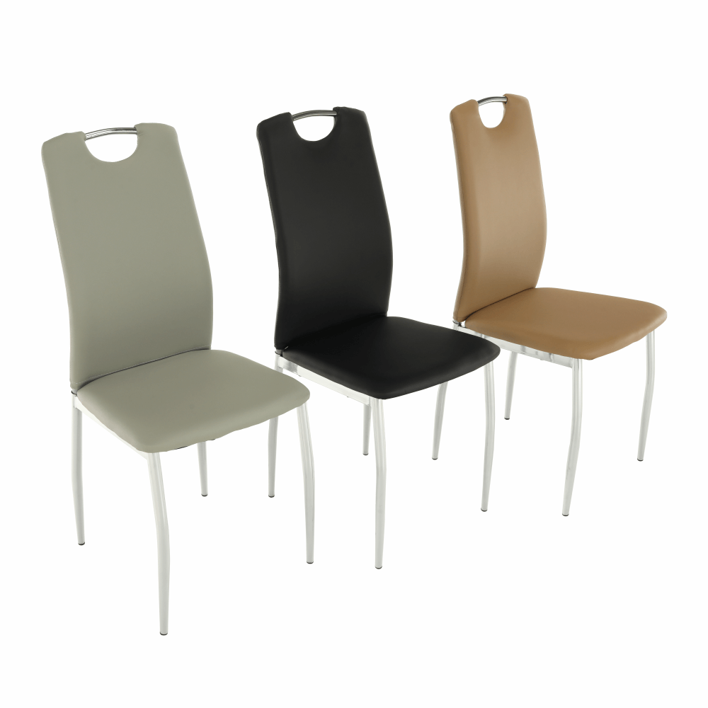 Scaun dining SANREMO, piele ecologică neagră/crom, piele ecologică/crom, 42x43x99 cm Kondela