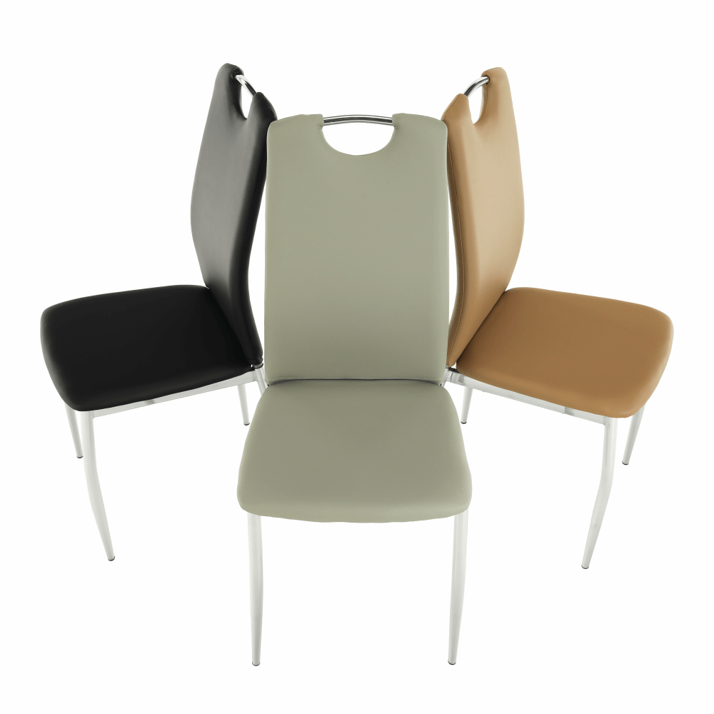 Scaun dining SANREMO, piele ecologică neagră/crom, piele ecologică/crom, 42x43x99 cm Kondela