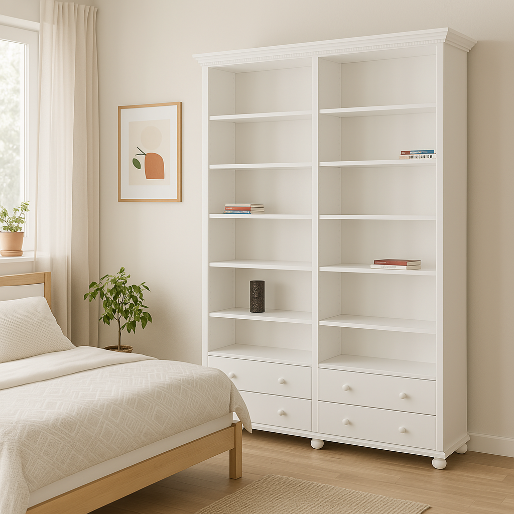 Etajeră Bavaria, Lemn Masiv, 180x45x203, Alb Arboteca