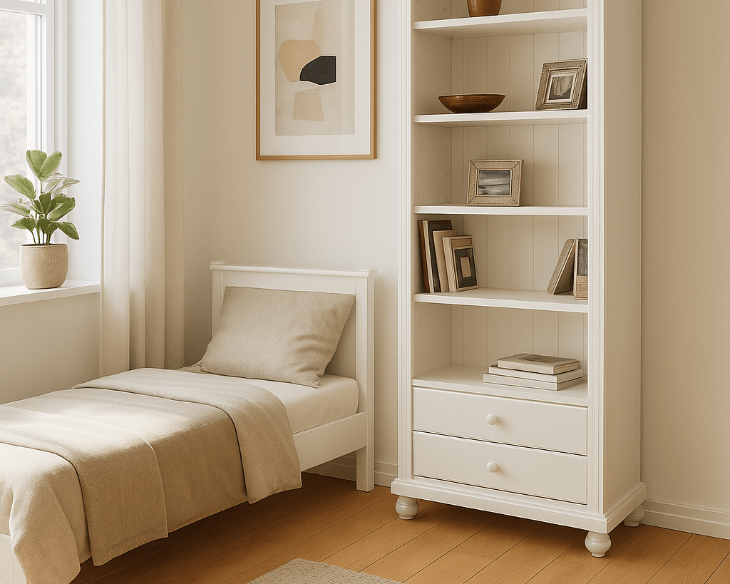 Etajera Bavaria, Lemn masiv, Alb, 88 cm Arboteca