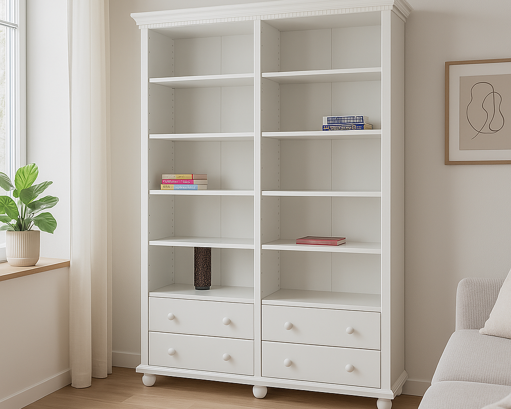 Etajeră Bavaria, Lemn Masiv, 180x45x203, Alb Arboteca