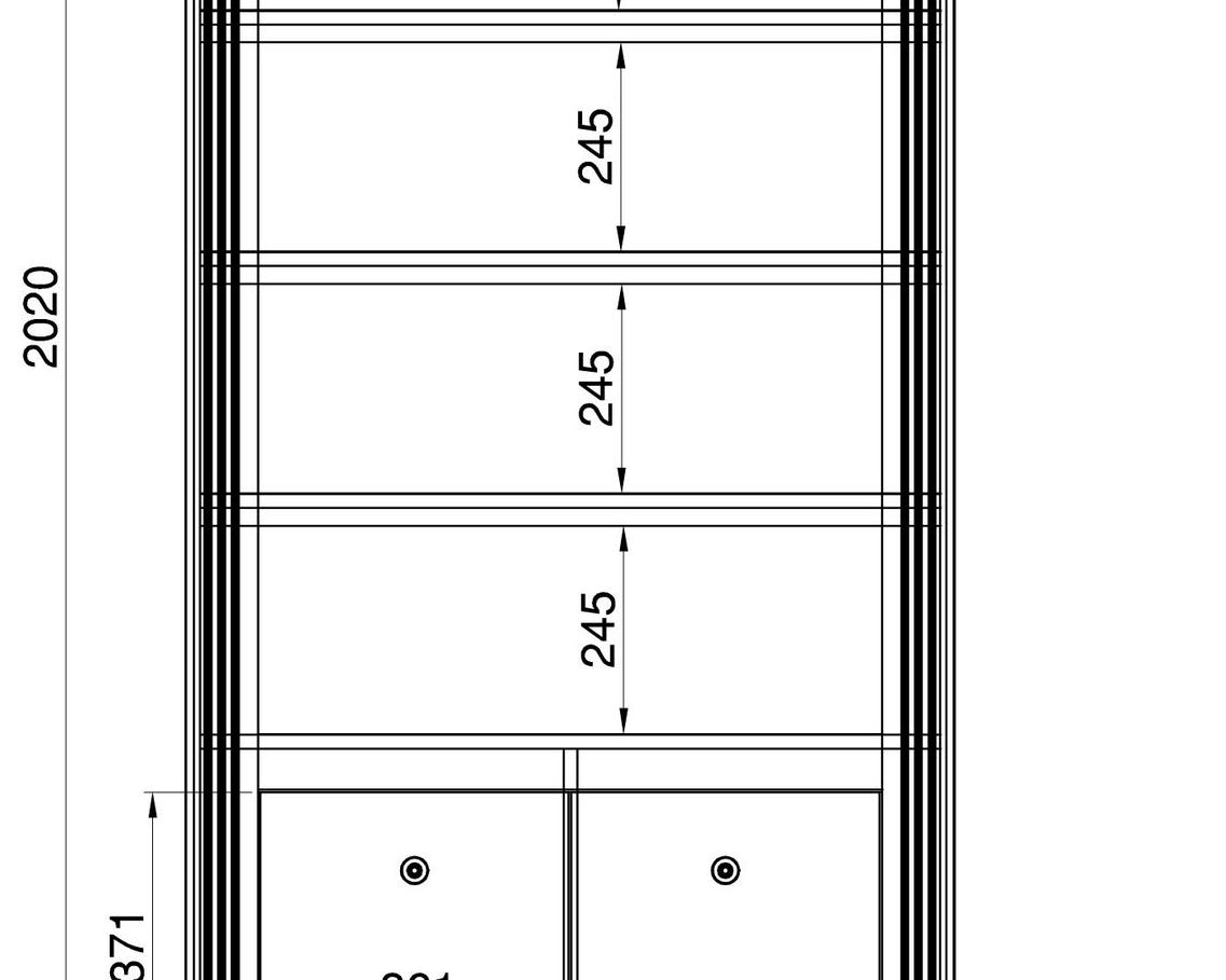 Etajeră Westminster 97 cm, 202 cm înălțime, cu 2 uși Arboteca