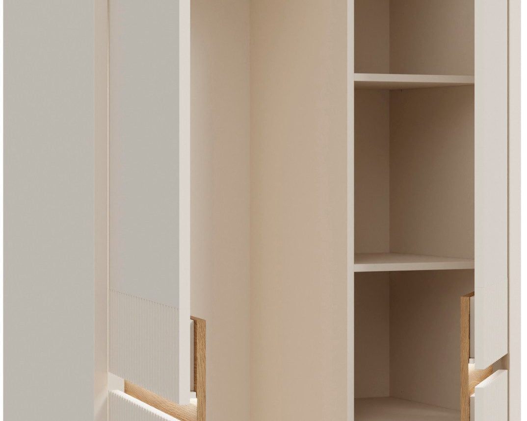 Dulap Oak Square, cu iluminare LED, 2 uși, PAL, Stejar Mauvella/Nisip, 95,3×52×197,9 cm Arboteca