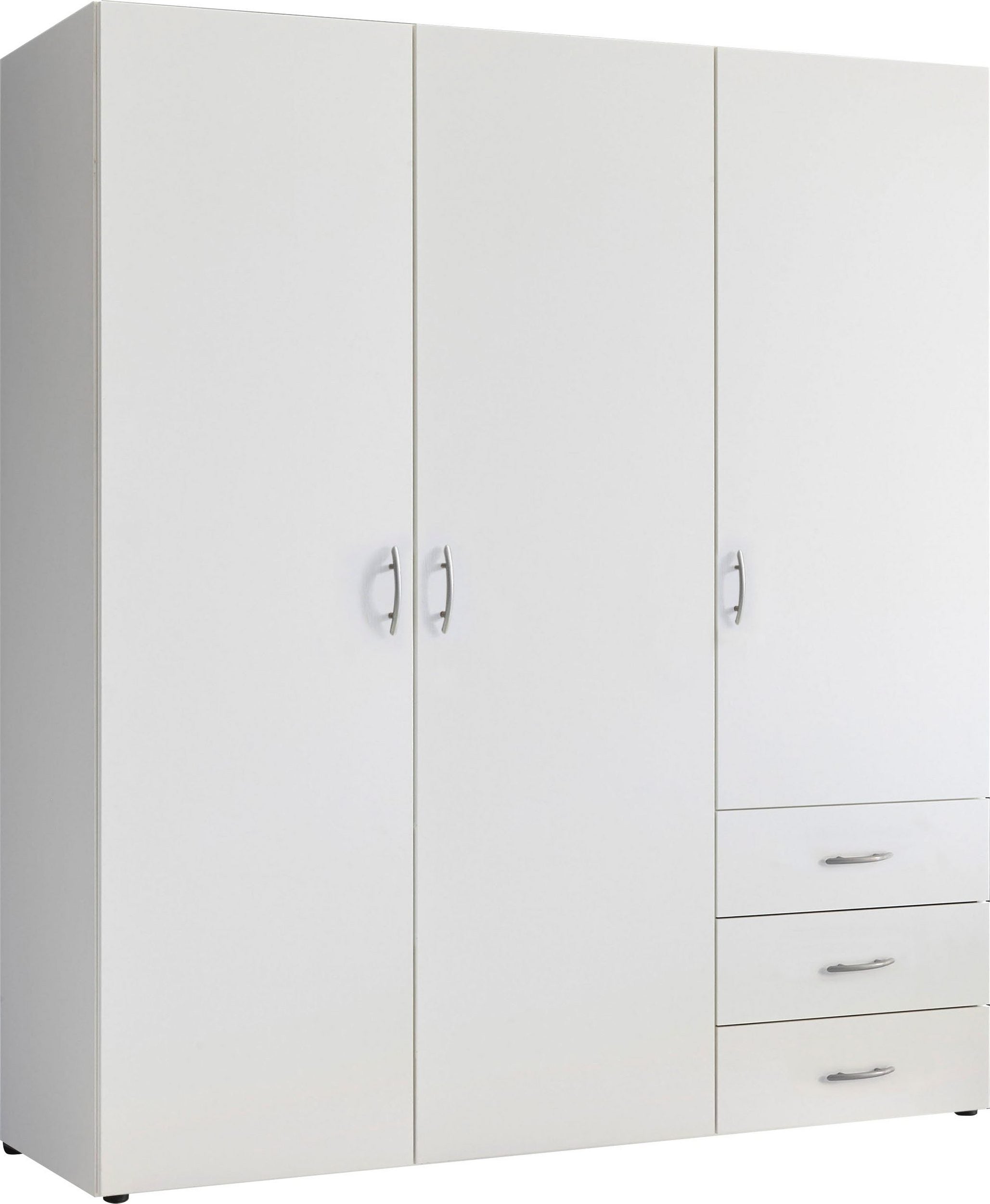 Dulap adancime mica Harry, 150x176 cm, alb, 3 uși rotative, 3 sertare, PAL melaminat Arboteca