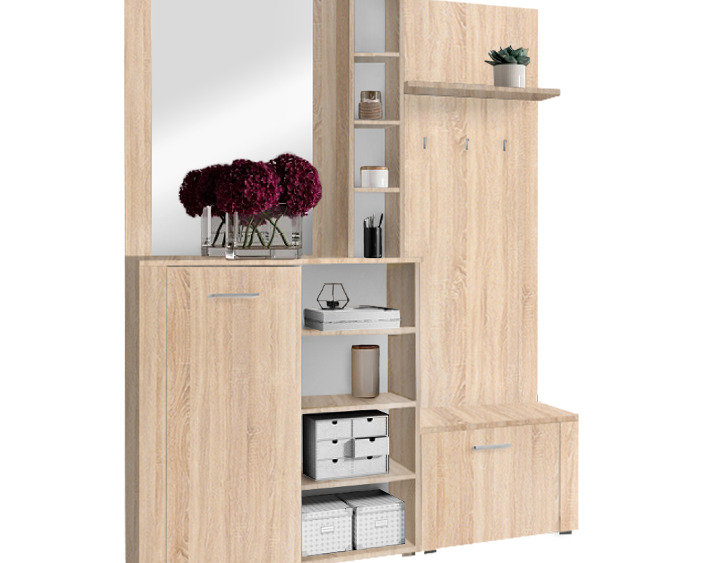 Set pentru anticameră CORTINA, stejar sonoma, 150x32x190 cm Kondela