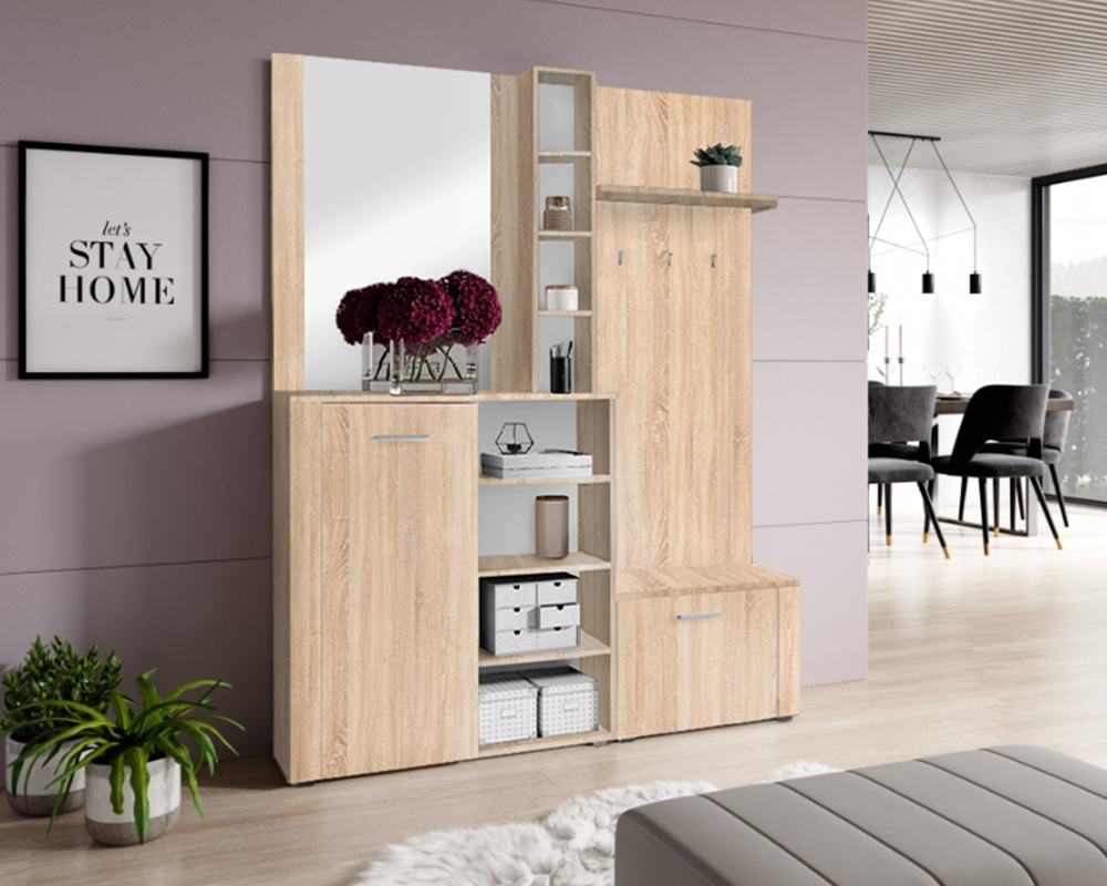 Set pentru anticameră CORTINA, stejar sonoma, 150x32x190 cm Kondela