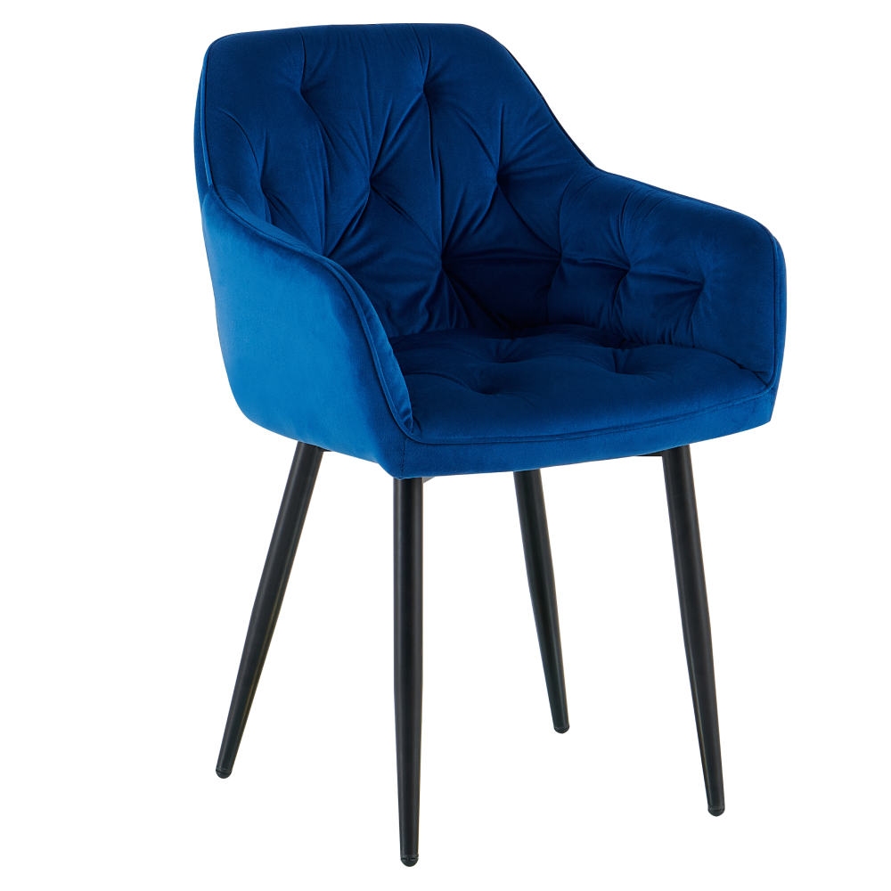Scaun de design FOGGIA 2, țesătură Velvet albastru, țesătură Velvet/metal, 55x61x82 cm Kondela