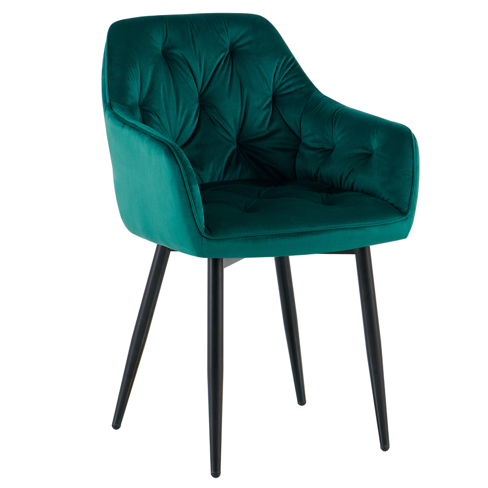 Scaun de design FOGGIA 2, țesătură Velvet verde, țesătură Velvet/metal, 55x61x82 cm Kondela