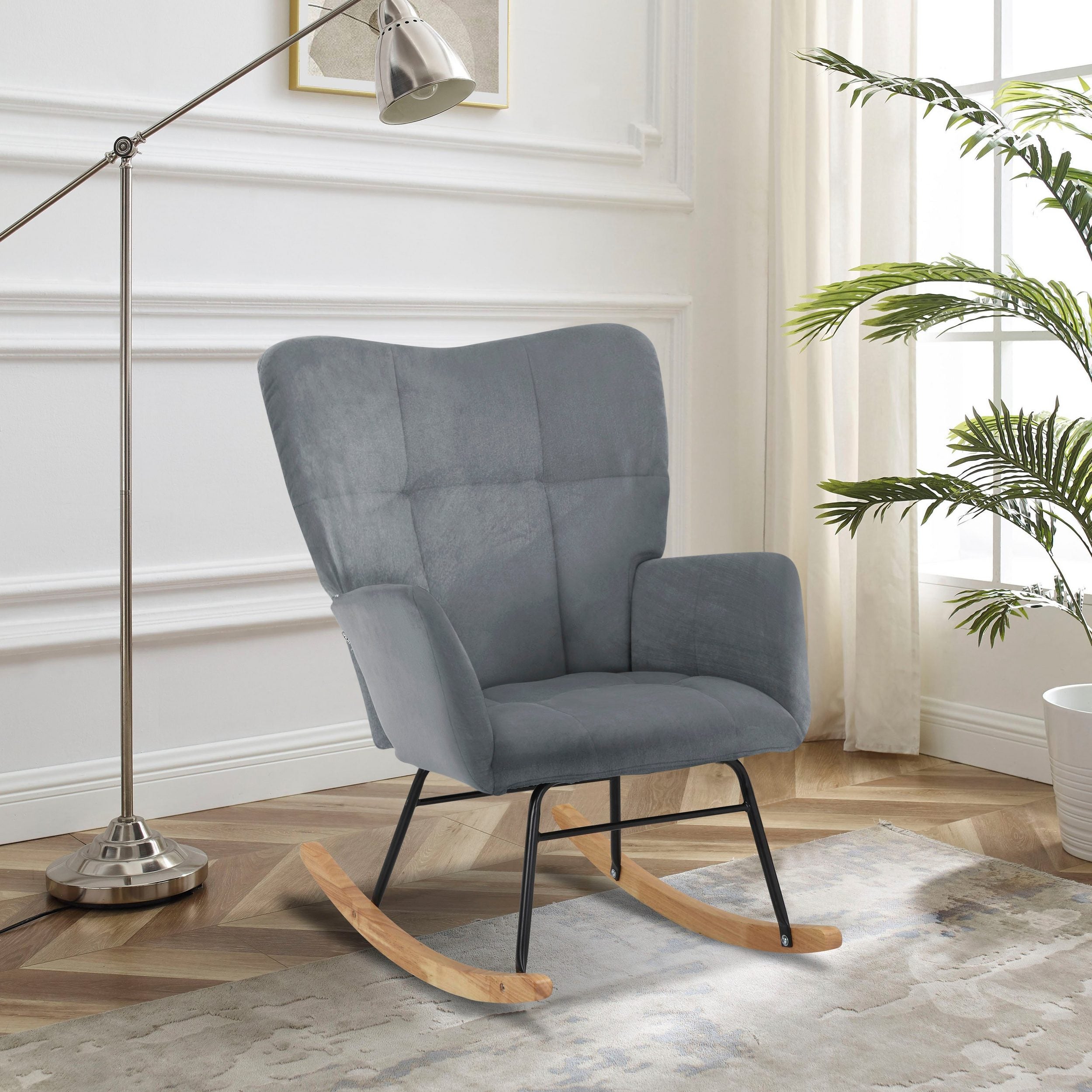 Scaun Balansoar Anika - Culoare Gri/Negru/Frasin Arboteca