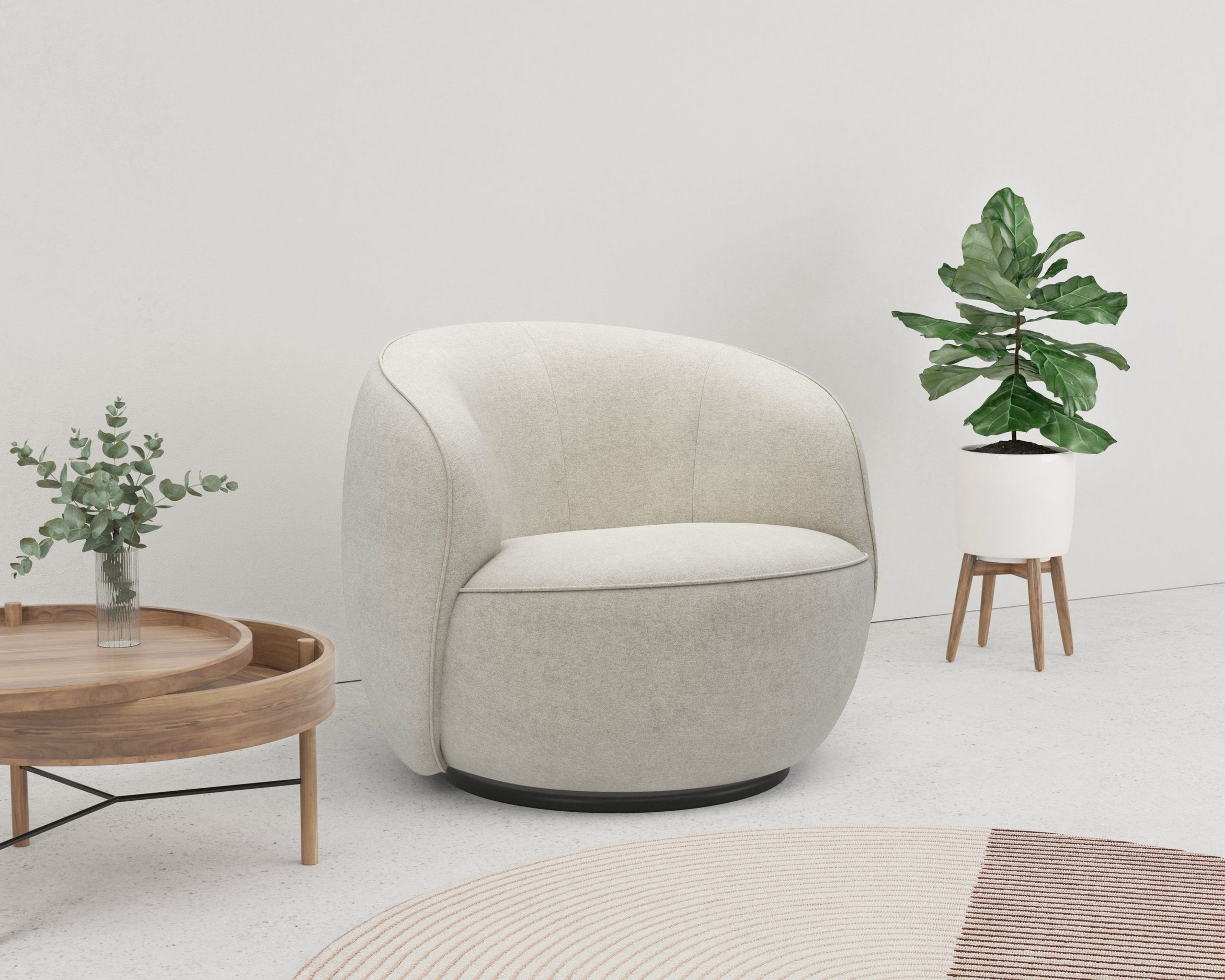 Fotoliu Effie, cu funcție de rotatie la 360°, Crem Arboteca