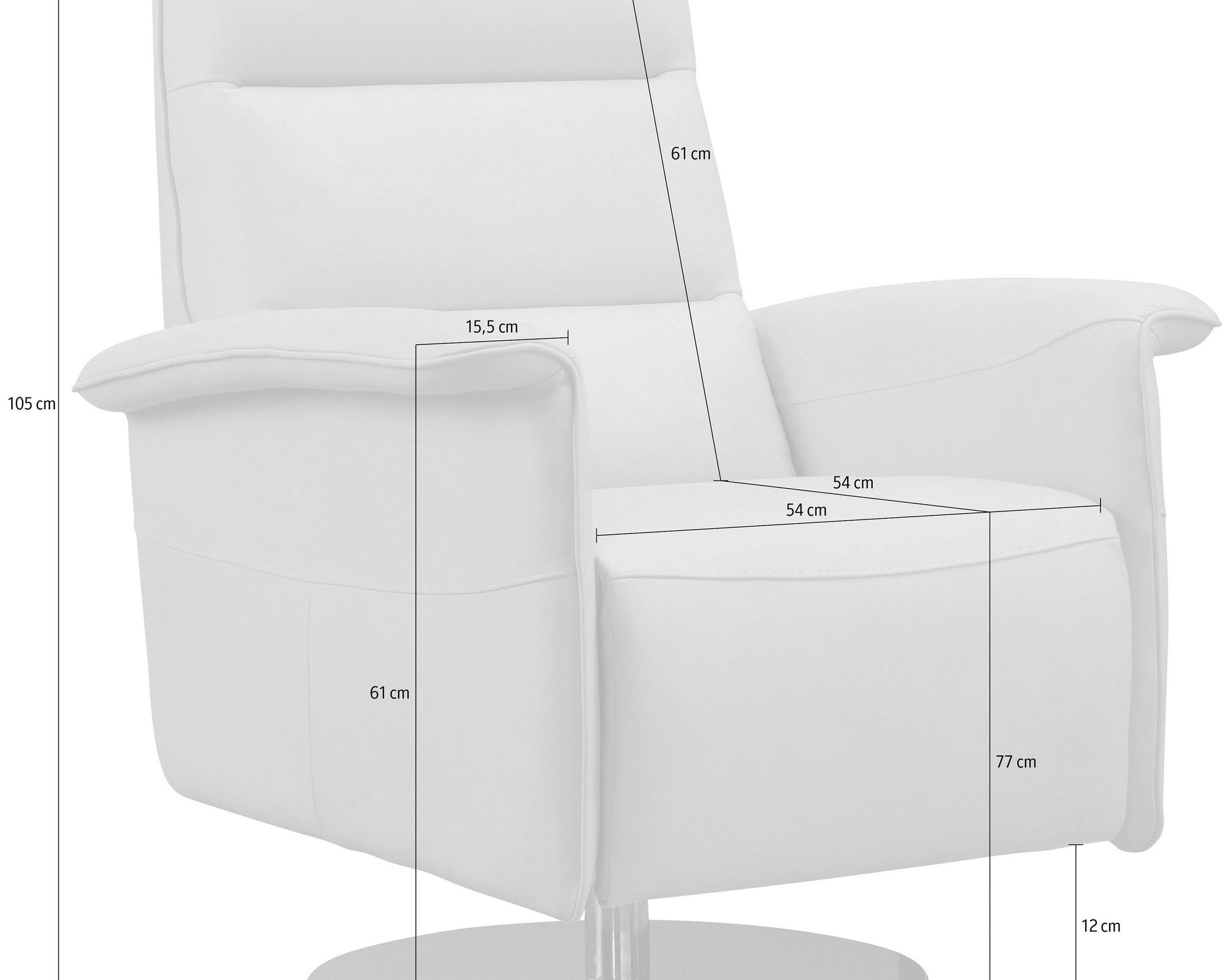 Fotoliu rotativ Kelly cu functie de relaxare, Negru, Piele Naturala Arboteca