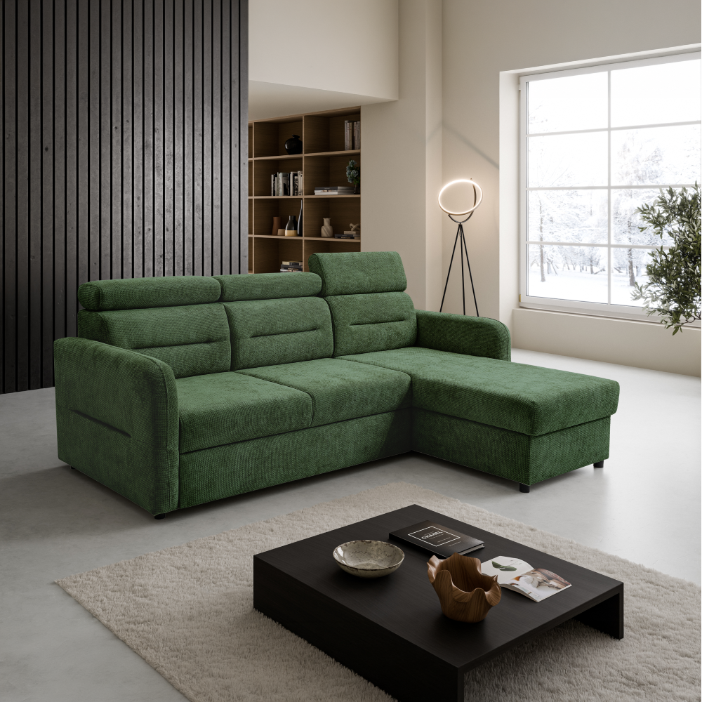 Set canapea universală FORLI, verde, pe stânga, 220x165x85 cm Kondela