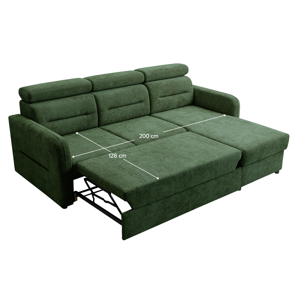 Set canapea universală FORLI, verde, pe stânga, 220x165x85 cm Kondela