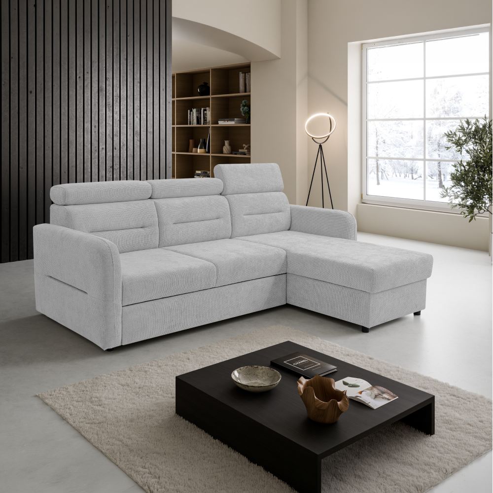 Set canapea universală FORLI, gri deschis, pe stânga, 220x165x85 cm Kondela