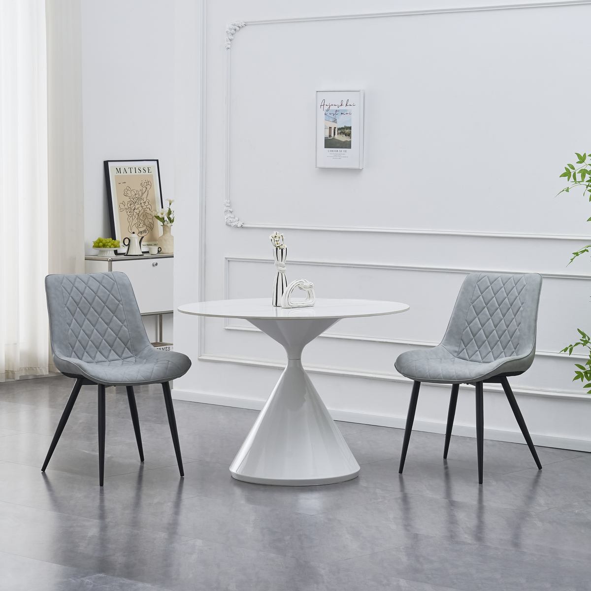 Scaun CADENET, piele ecologică gri/negru, 53x48x87 cm Kondela