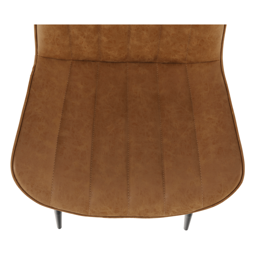 Scaun, piele ecologică maro camel/negru, HAZAL Kondela