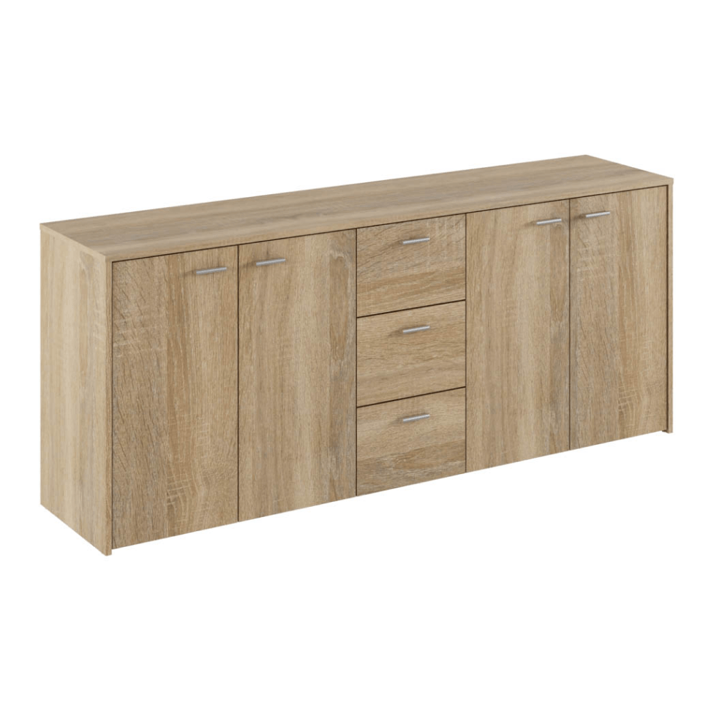 Comodă combinată HUGOS 180, stejar sonoma, 4 uși și 3 sertare, 180 cm Kondela