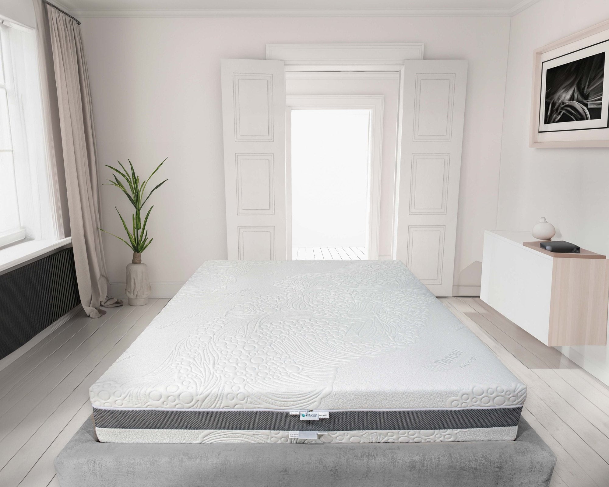 Saltea memory foam Super Platinum, susținere progresivă, husă detașabilă la alegere, 28 cm SuperTencel 4D Golden Dreams