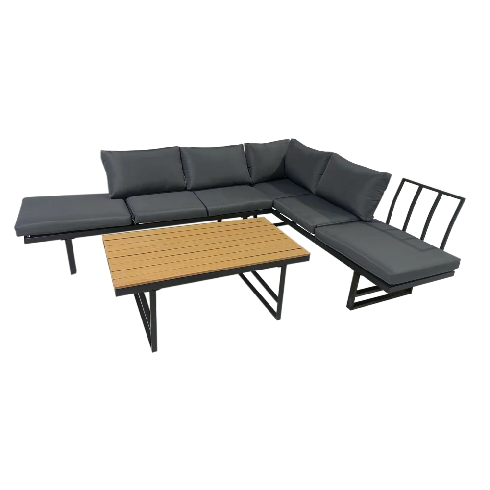 Set de grădină, negru/gri închis/natural, ILARIA Kondela
