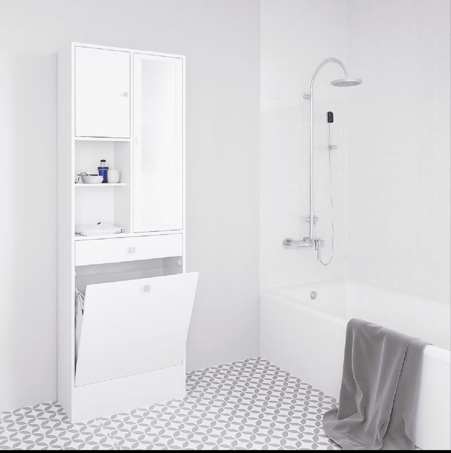Dulap de baie 181 cm alb mat