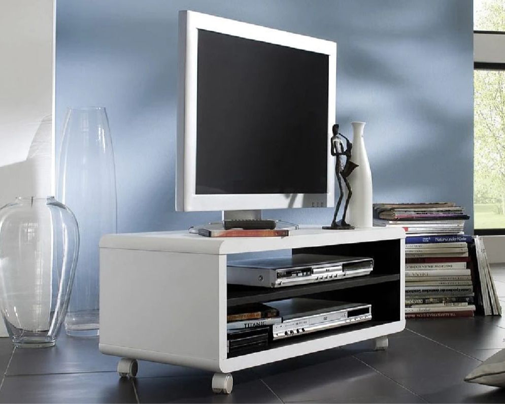 Comodă TV pe role 79 cm, MDF alb Arboteca