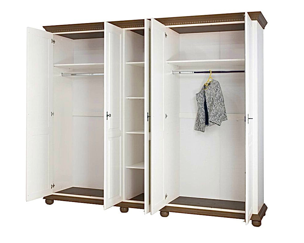 Dulap cu 5 usi Bavaria, Alb-Nuc Arboteca