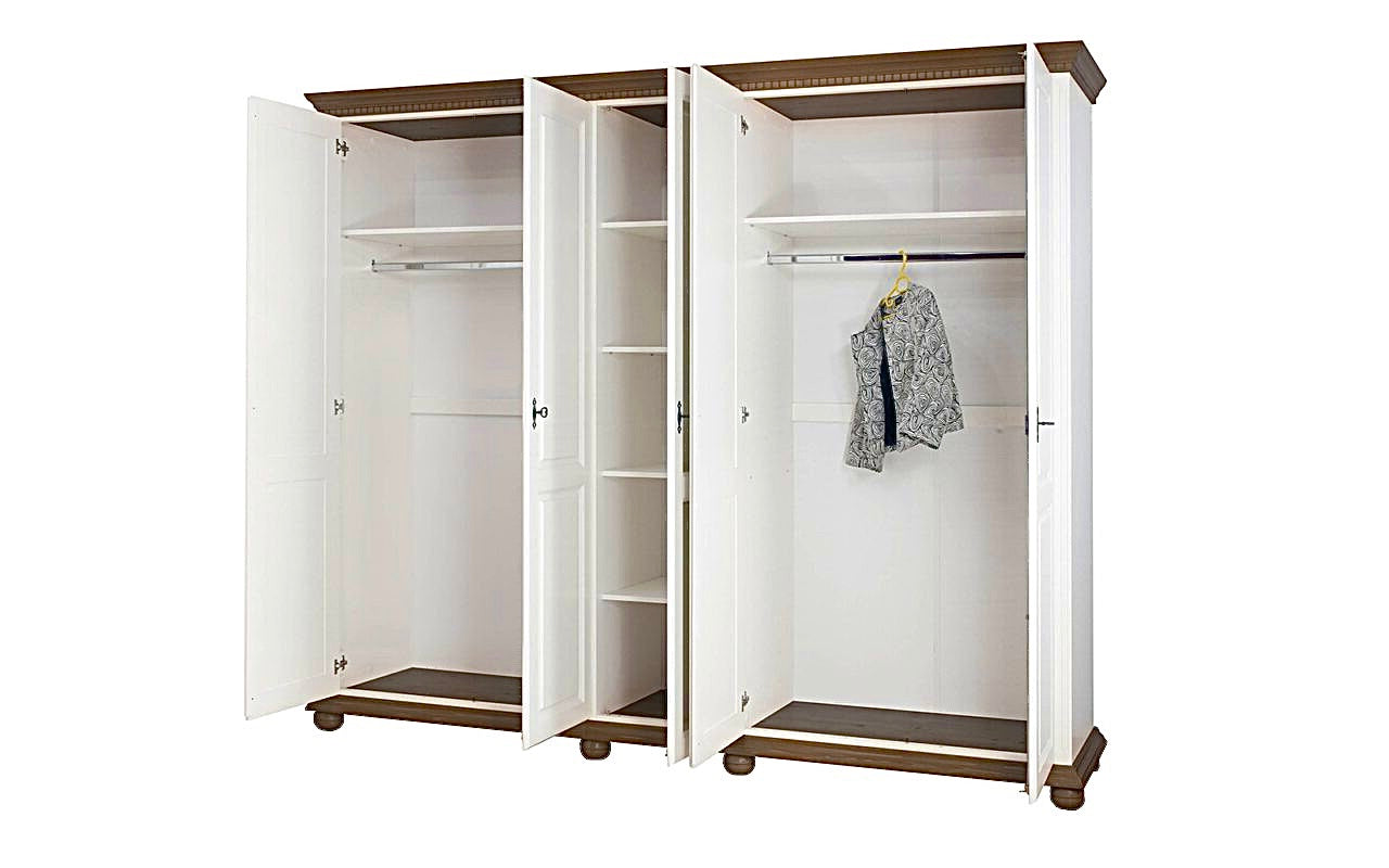 Dulap cu 5 usi Bavaria, Alb-Nuc Arboteca